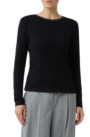 Slim fit majica z dolgimi rokavi in svetlečim ovratnikom