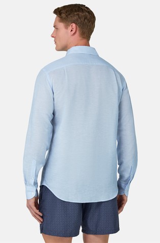 BOGGI MILANO Regular fit srajca iz mešanice tencela in lana Modra - Light Blue 2