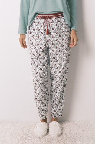 Cotton long trouser with floral print