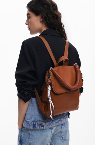 DESIGUAL Medium 3D logo backpack Brown 6