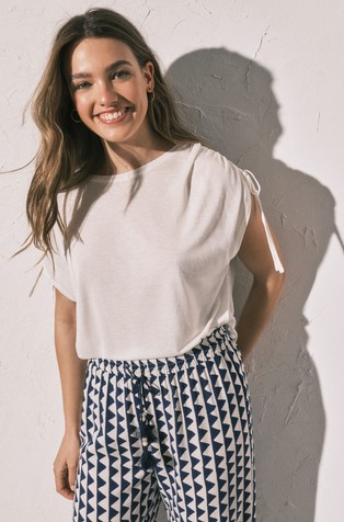 Viscose and linen pyjama top