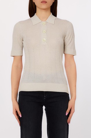 Rebrasto pletena polo majica z lureks vlakni