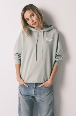 HI&BYE pulover s kapuco iz bombažne mešanice