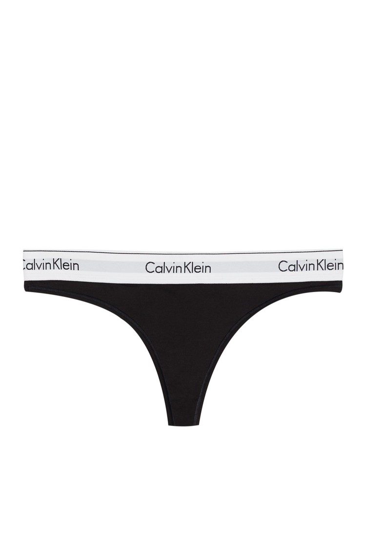 CALVIN KLEIN Thong - Modern Cotton Black / White 