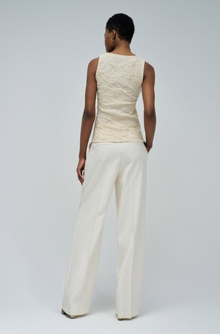 SALSA JEANS Textured lurex top with metallic detail Beige 3