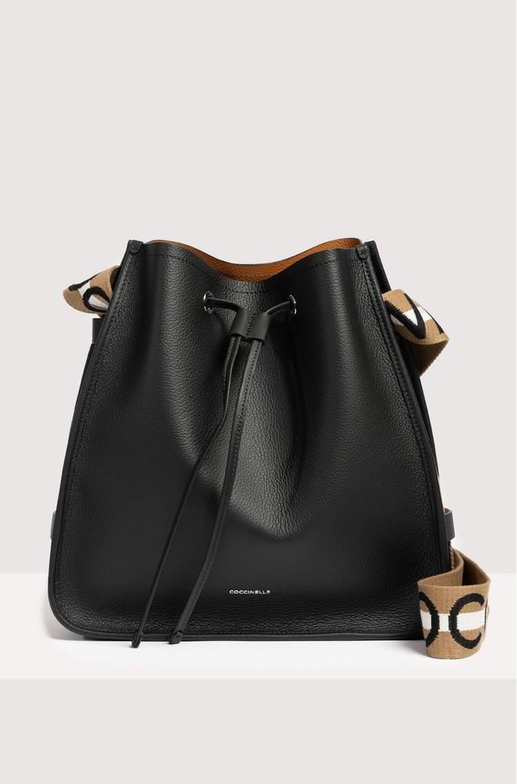 COCCINELLE Raquel leather bucket bag Black 