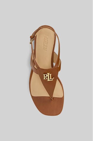 RALPH LAUREN Everley usnjeni sandali Rjava - Lauren Tan 4