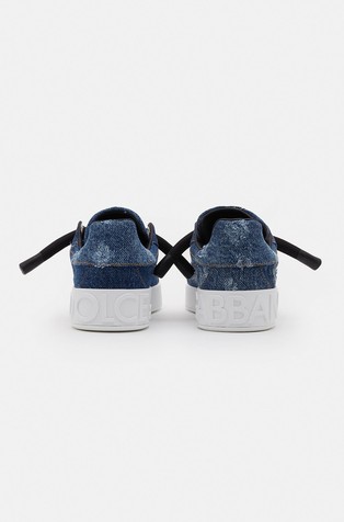 DOLCE &amp; GABBANA Denim patchwork Portofino sneakers Blue/White 3