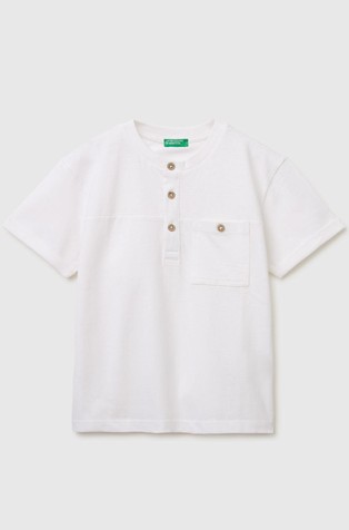Cotton blend henley T-shirt