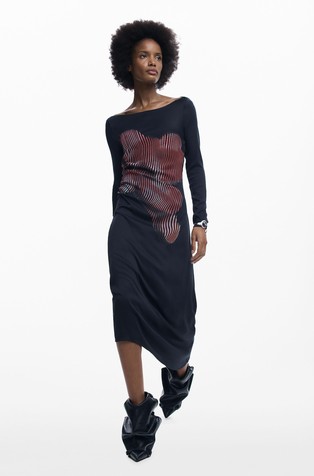 Midi obleka s potiskom cvetja