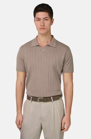 Cotton and Silk Knitted Johnny Polo Shirt