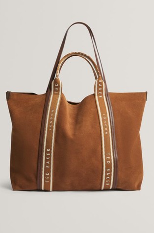 Velika shopper torba iz semiša z logo trakovi