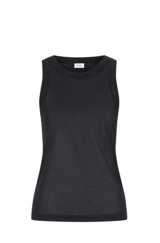 Slim fit majica brez rokavov iz viskozne mešanice z lurexom