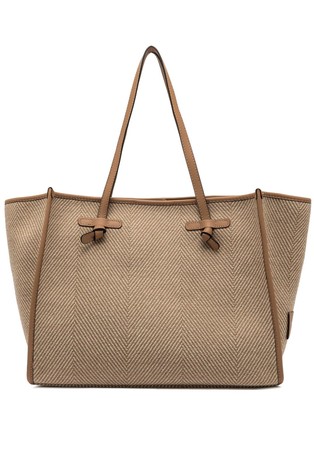 Marcella tote in herringbone print fabric