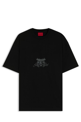 Cotton-jersey T-shirt with logo prints front and back