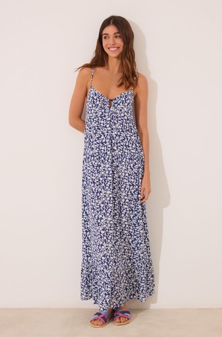 Long dress with straps and print