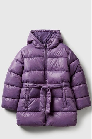 Dolga prešita bunda s kapuco in pasom