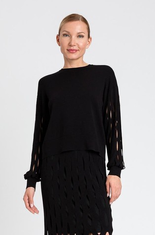 Jumper with openwork sleeves