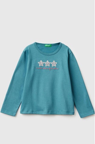 Bombažna majica z dolgimi rokavi in bleščicami