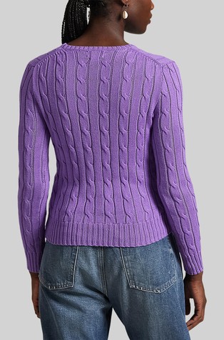 RALPH LAUREN Strukturirano pleten bombažen pulover Škrlatna - Spring Violet 2