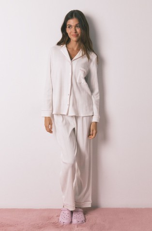 Črtasta srajčna pižama z dolgimi rokavi