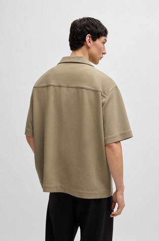 HUGO BOSS Oversized fit srajca iz strukturiranega jerseya Zelena - Open Green 2