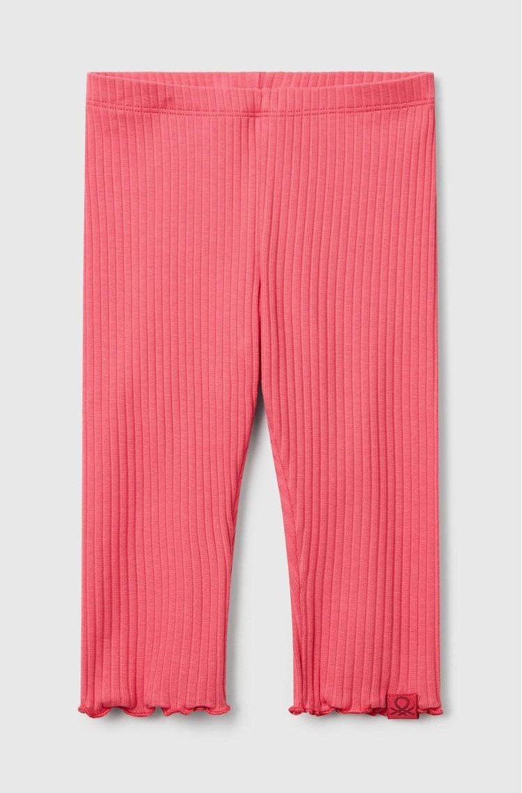 BENETTON Ribbed cotton leggings Salmon 