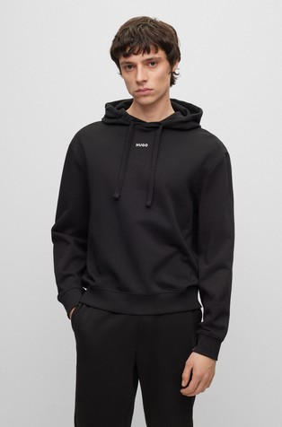Relaxed fit logo bombažen pulover s kapuco