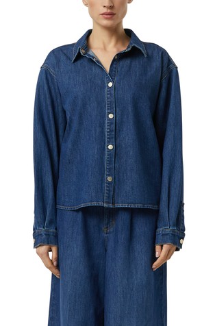 Loose fit denim srajčna jakna z dolgimi rokavi