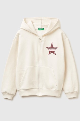 Sweatshirt with zip and sequins