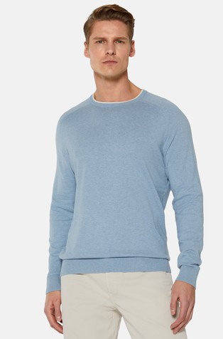 Crew Neck Jumper in Cotton, Silk and Cashmere