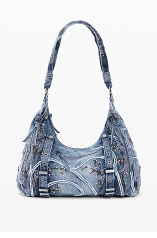 Denim torbica z zaponkami