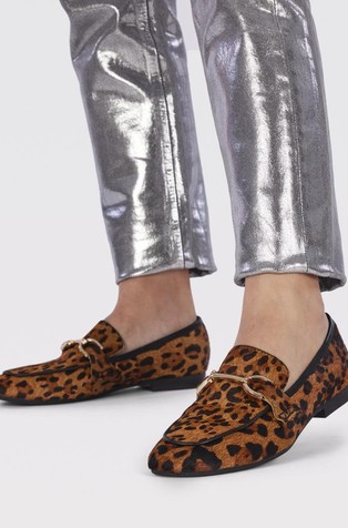 GIOSEPPO Usnjeni loafer čevlji z leopardjim vzorcem Rjava - Brown 5