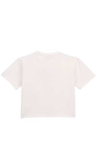 GUESS Triangle logo cropped  T-shirt with rhinestones White 2