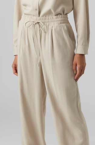 VERO MODA VMJESMILO Wide trousers in viscose-linen blend Silver Lining 4