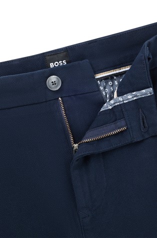 HUGO BOSS Slim-fit shorts in structured stretch cotton Dark Blue 2