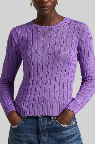 Cable-knit cotton crewneck sweater