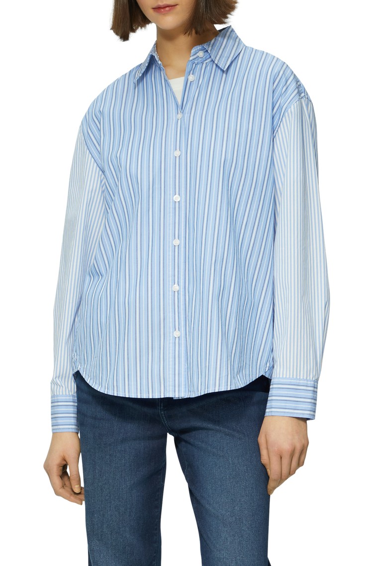 S.OLIVER Poplin blouse in a relaxed fit with mixed stripes Blue 