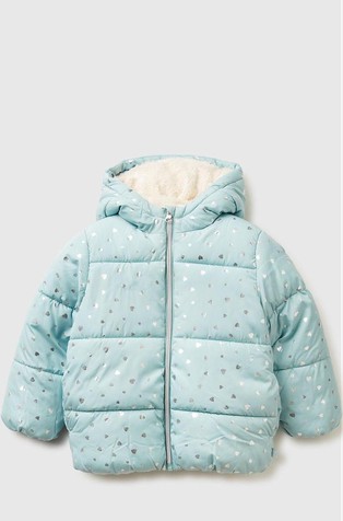 Prešita bunda s kapuco in kosmateno podlogo