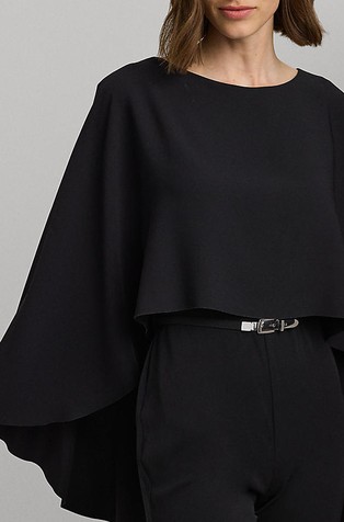 RALPH LAUREN Belted Cape Georgette Jumpsuit Black 4
