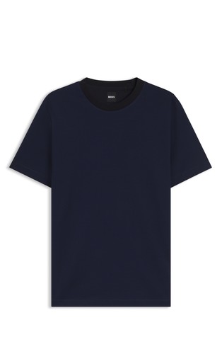 Geometric-jacquard T-shirt in mercerised cotton