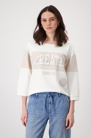 Sweatshirt with lettering and rhinestones