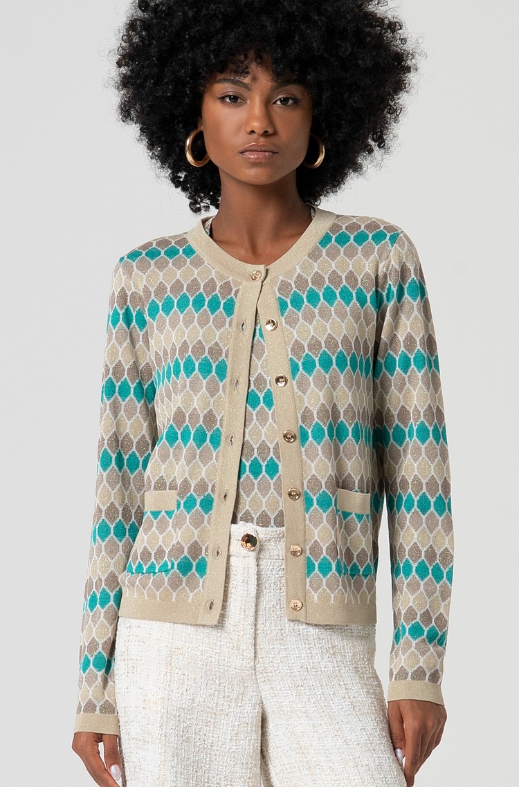 FRACOMINA Patterned knit cardigan in viscose-blend Multi 