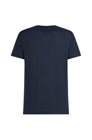 TOMMY HILFIGER Lanena majica s kratkimi rokavi Modra - Dark Blue 7