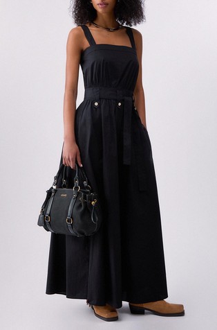 Dolga obleka iz poplina z odstranljivimi naramnicami