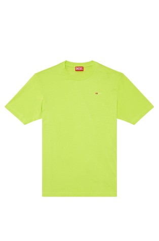 DIESEL Majica z vezenim mikro logotipom Zelena - Green Fluo 4