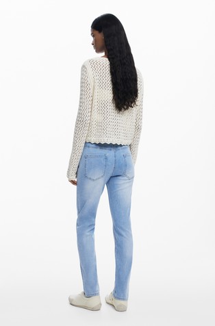 DESIGUAL Jeans hlače z našitki Modra - Blue 2