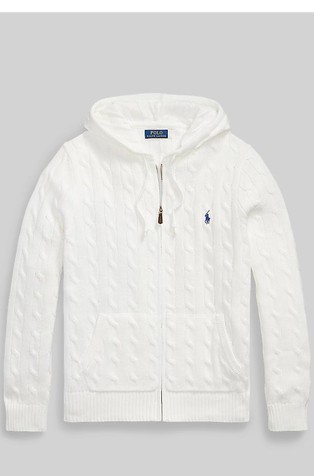 Cable-knit Cotton Hooded Sweater