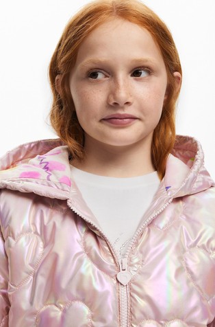 DESIGUAL Metallic quilted jacket Pink 3