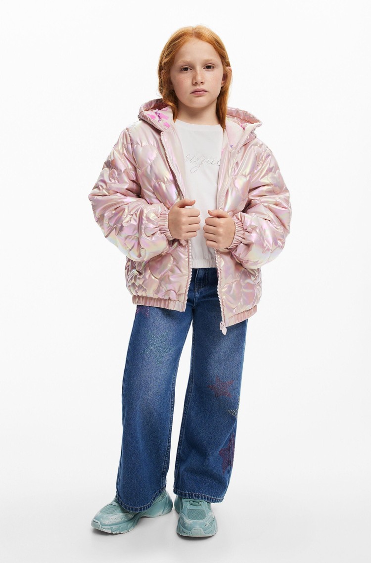 DESIGUAL Metallic quilted jacket Pink 
